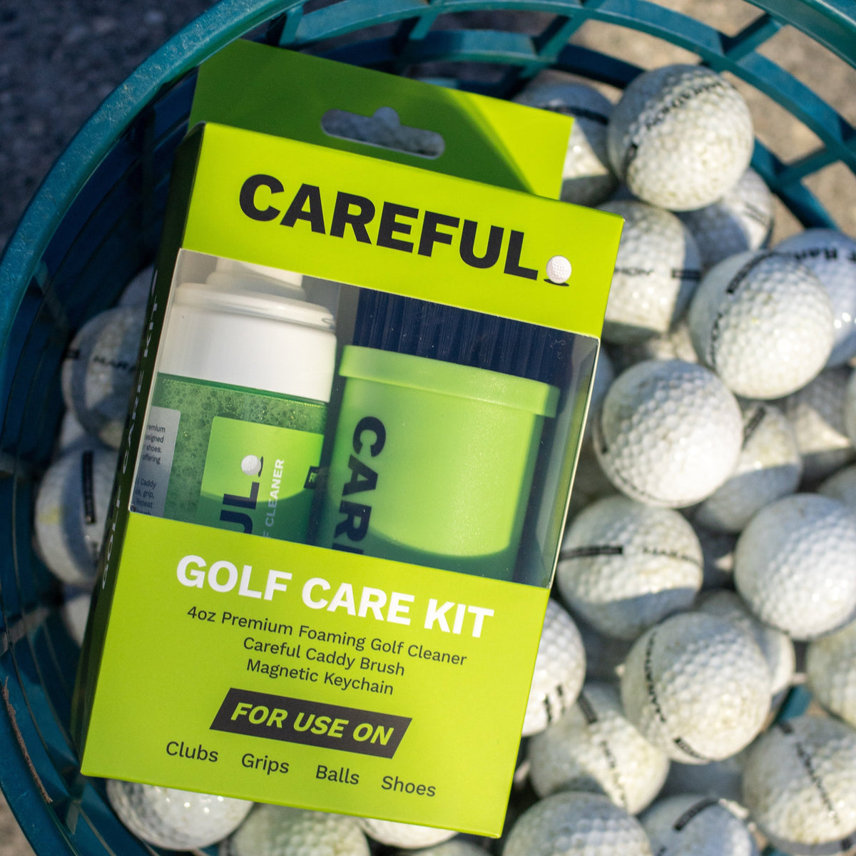 Careful Golf Premium Foaming Golf Cleaner 4oz 120ml foamer bottle for use on clubs, grips, balls and leather shoes