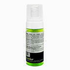 Back view of Careful Golf Foaming Cleaner bottle displaying usage directions, safety information, and labeled benefits for cleaning clubs, grips, balls, and shoes.