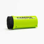 Green Careful Golf Caddybrush with black bristles and 'CAREFUL' text on a white background