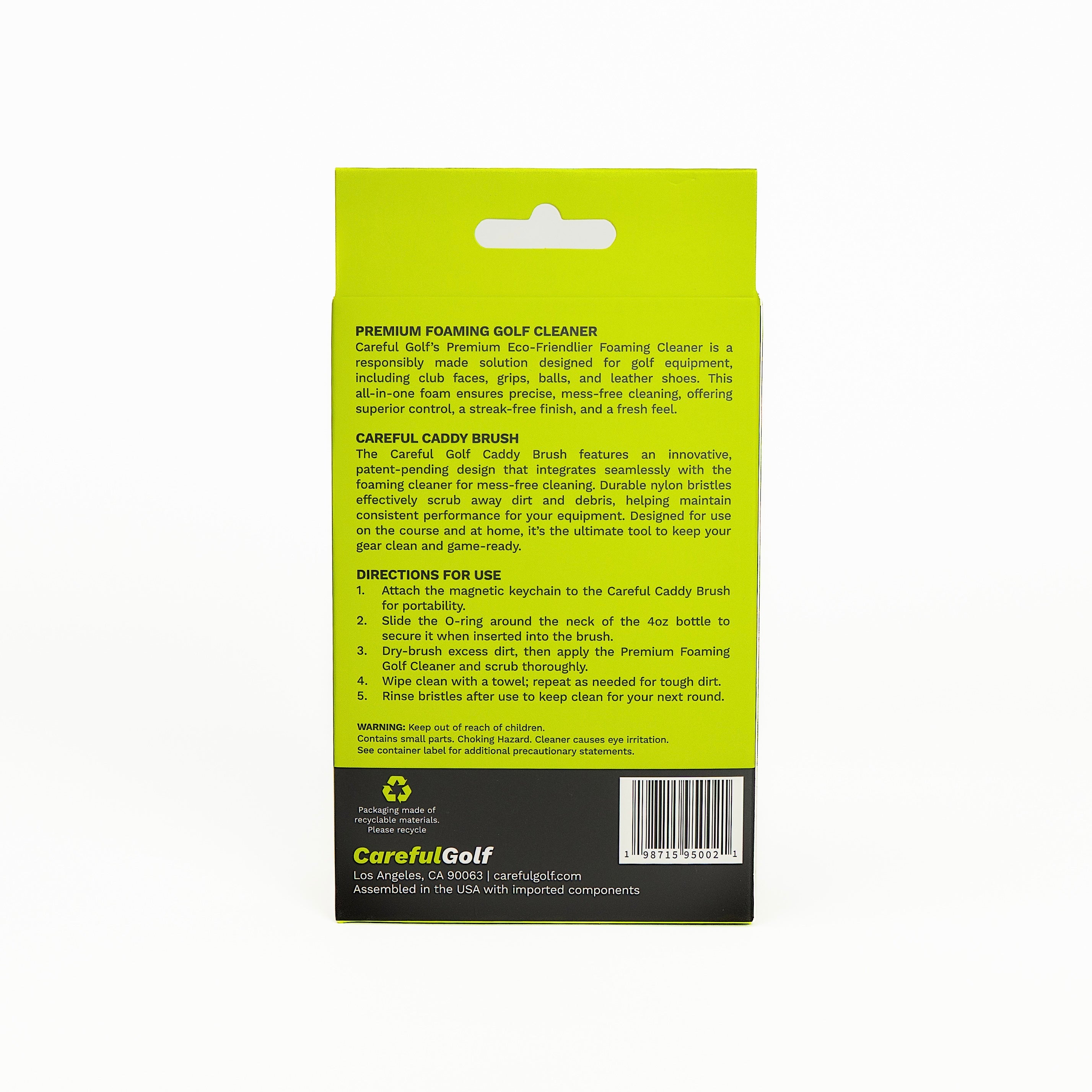 Back Golf Care Kit packaging by Careful Golf with text and branding.