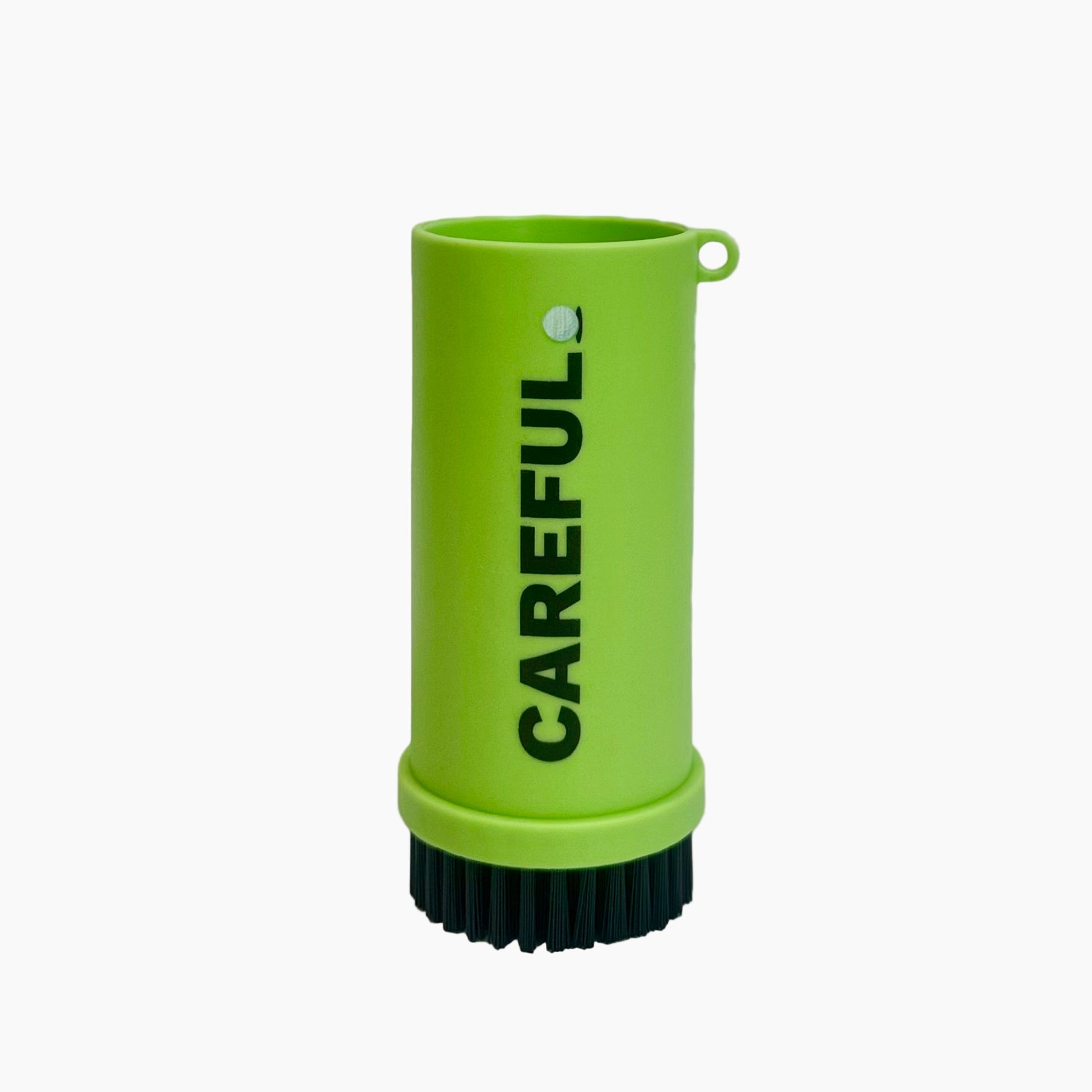 Front of side of Green Careful Caddy Brush standing upright
