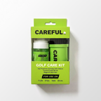 Careful golf care kit packaging on a white background
